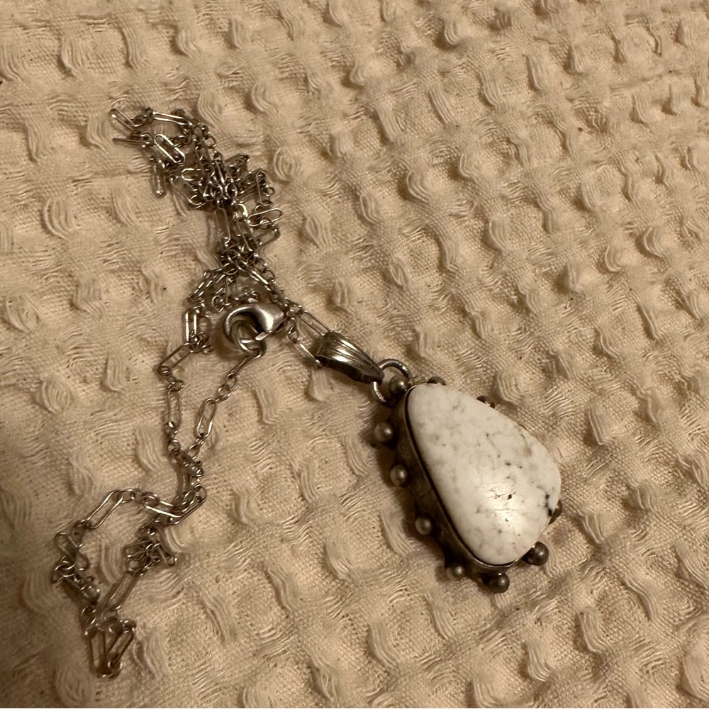 White Buffalo Sterling Silver Necklace